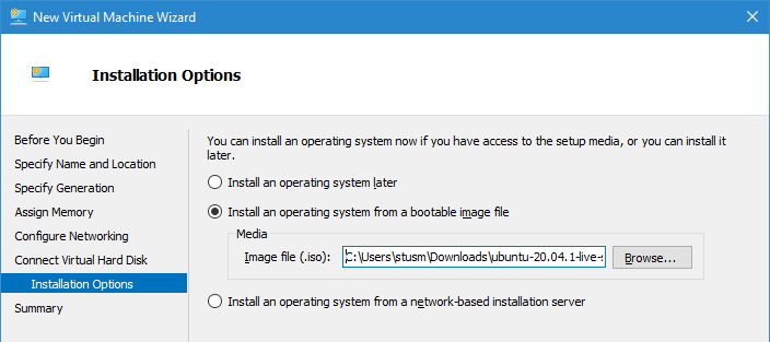 New virtual machine - insert ISO