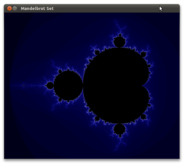 The Mandelbrot set, rendered in a wxWidgets window